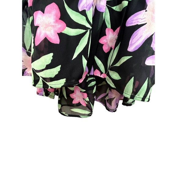 Children’s Place Girls’ Dress M 7/8 Floral Black Pink Hi/Lo Ruffled Cold Shoulde - Picture 13 of 16